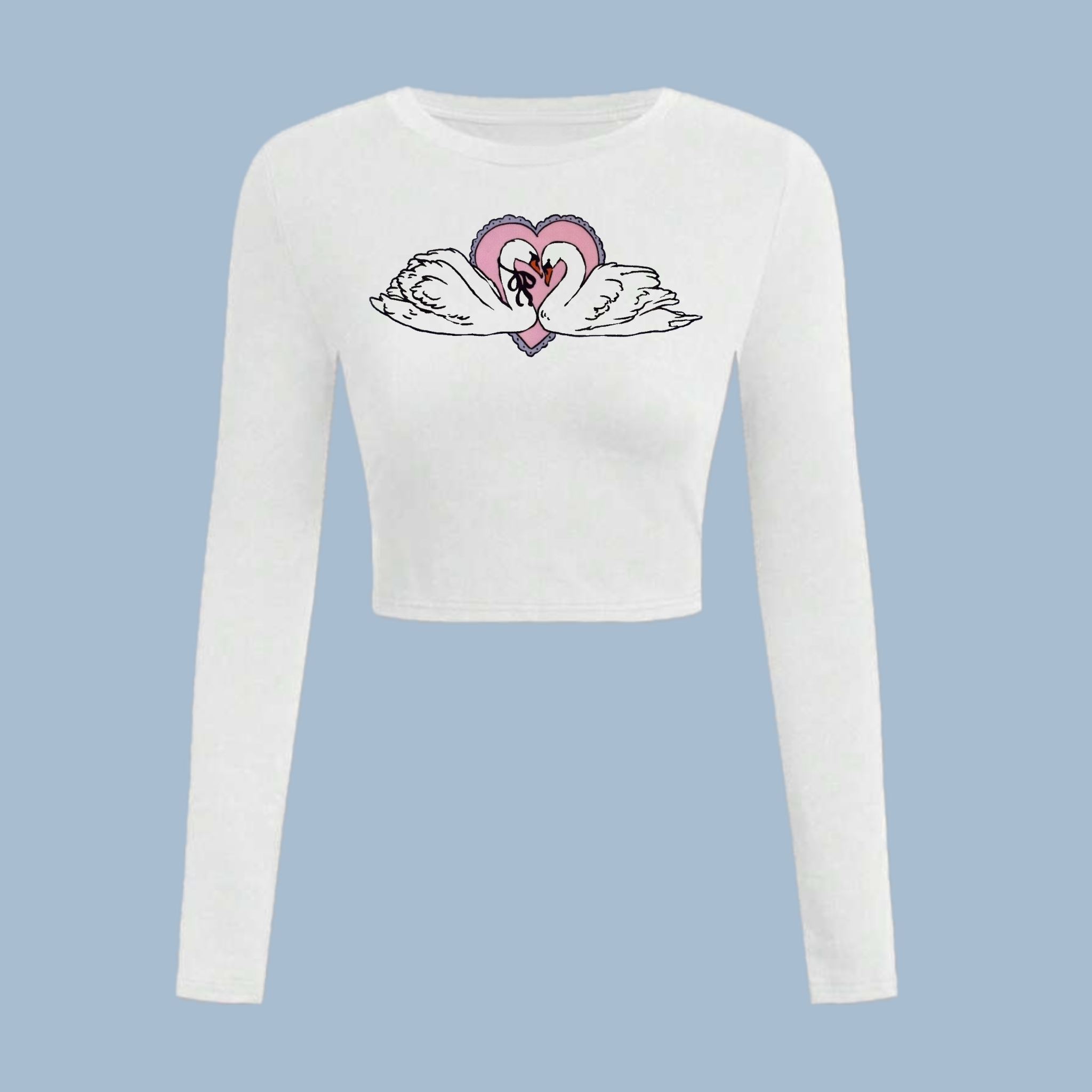 Heart of Swans - Fitted + Cropped Long Sleeve Top